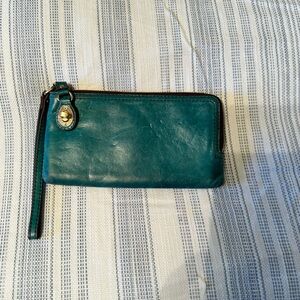 HOBO Teal Leather Wristlet Wallet